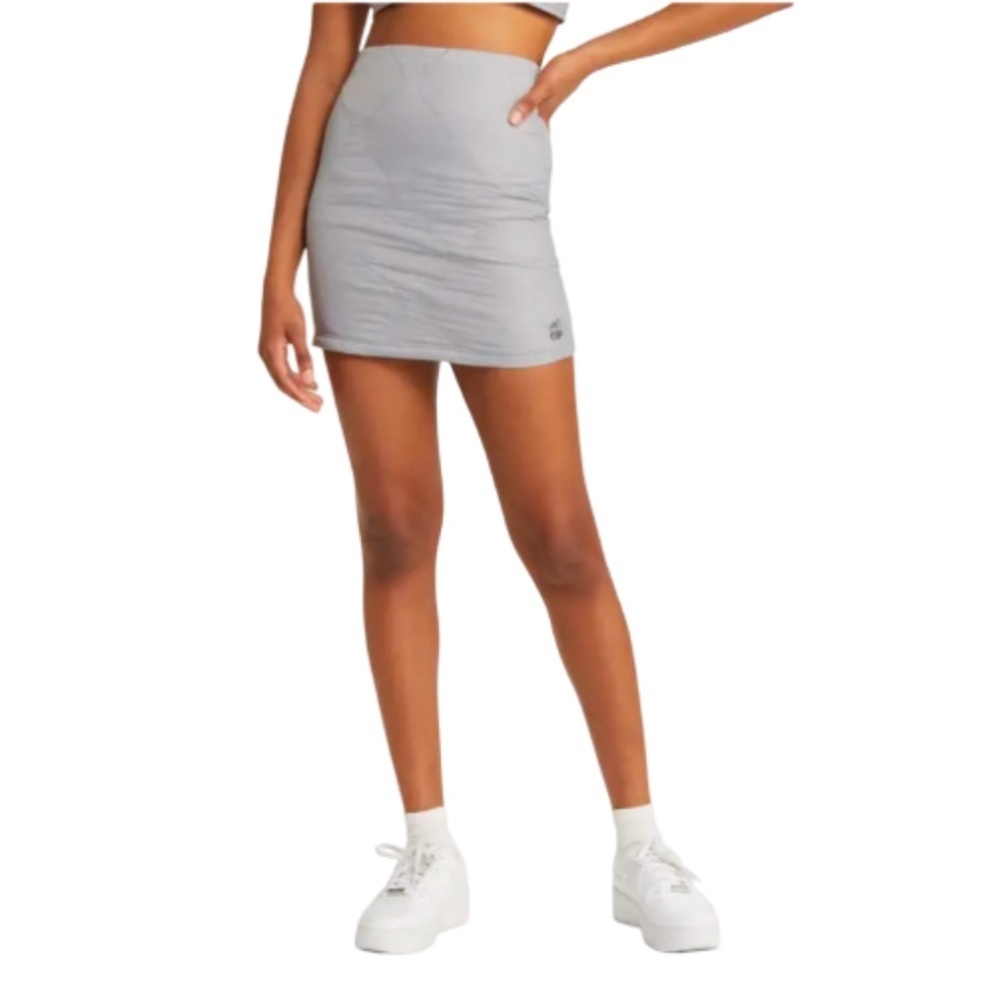 CONEY ISLAND PICNIC Alpine Slopes Quilted Nylon Miniskirt- Silver/Gray -NWT - 24